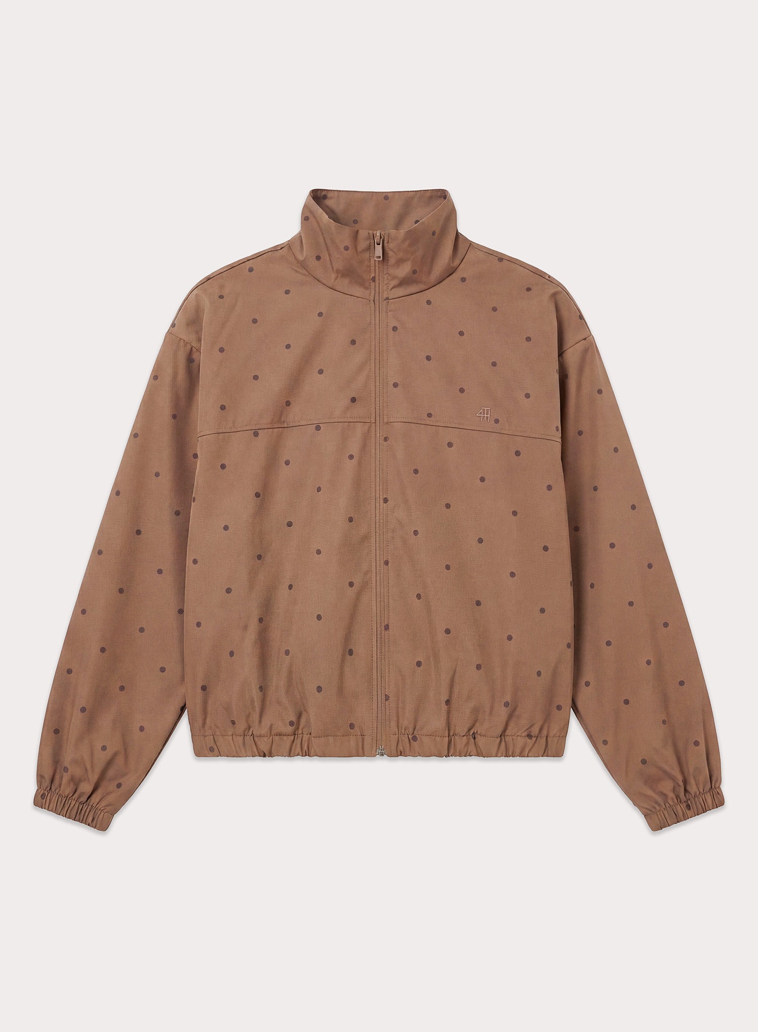 Brown Polka Dot Funnel Neck Track Jacket
