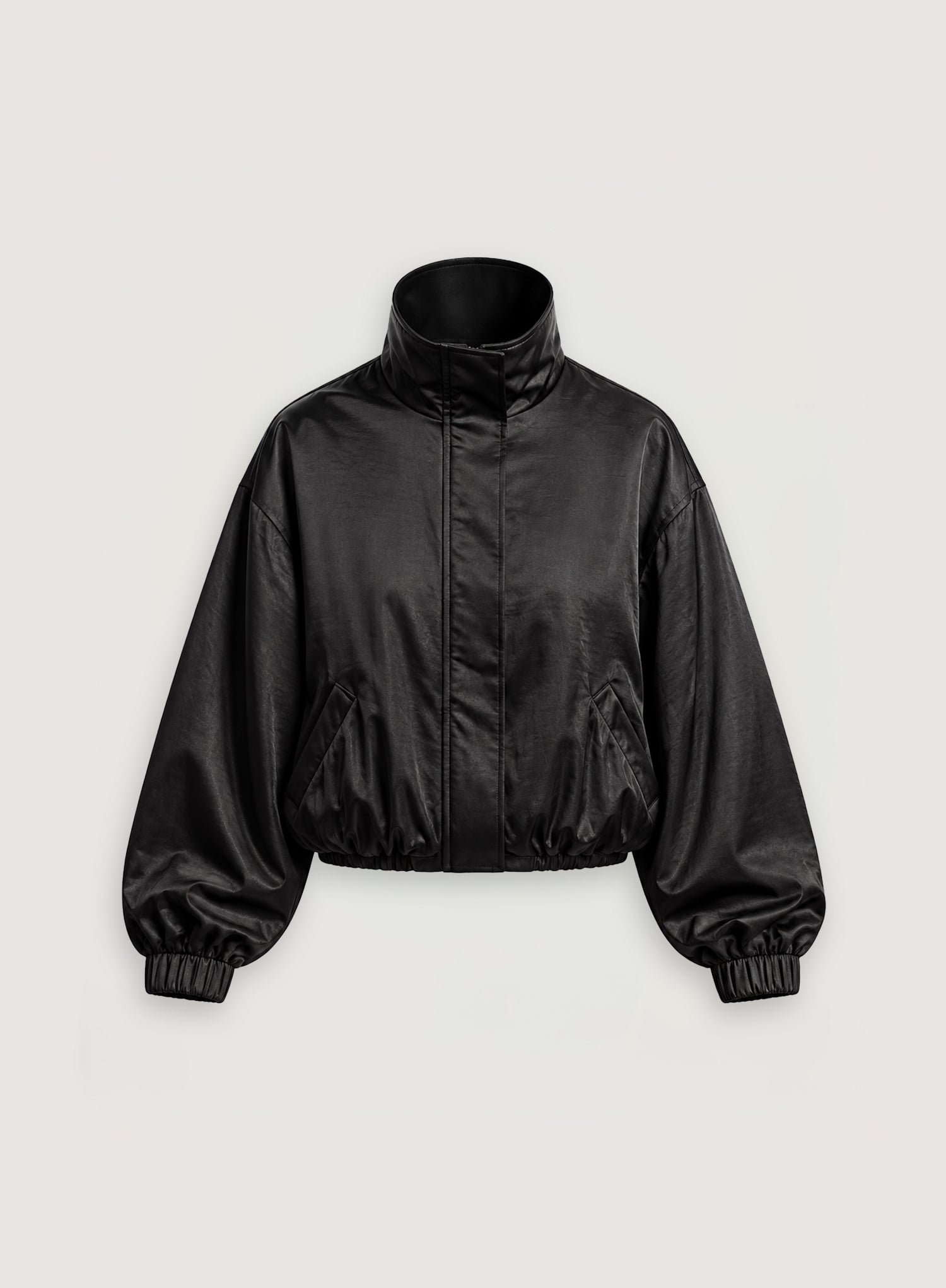 Black Satin Dropped Shoulder Bomber Jacket