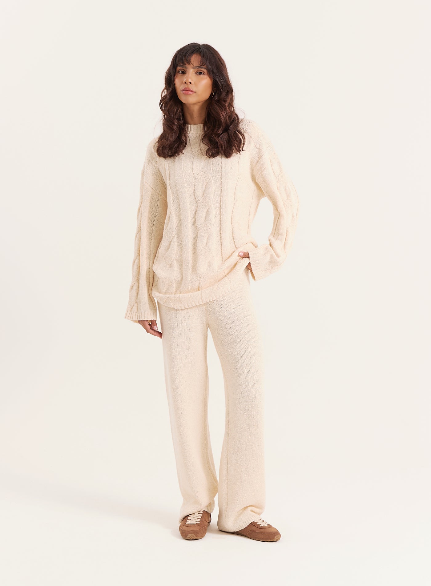Ecru Fine Knit Trouser