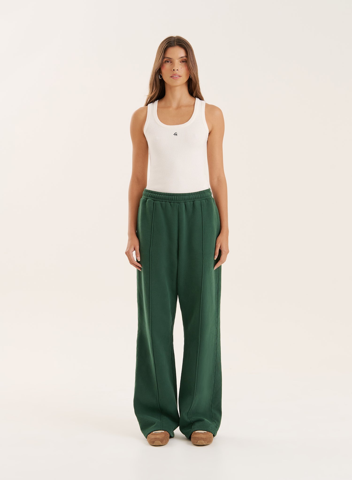 Green 4th Wide Leg Branded Joggers