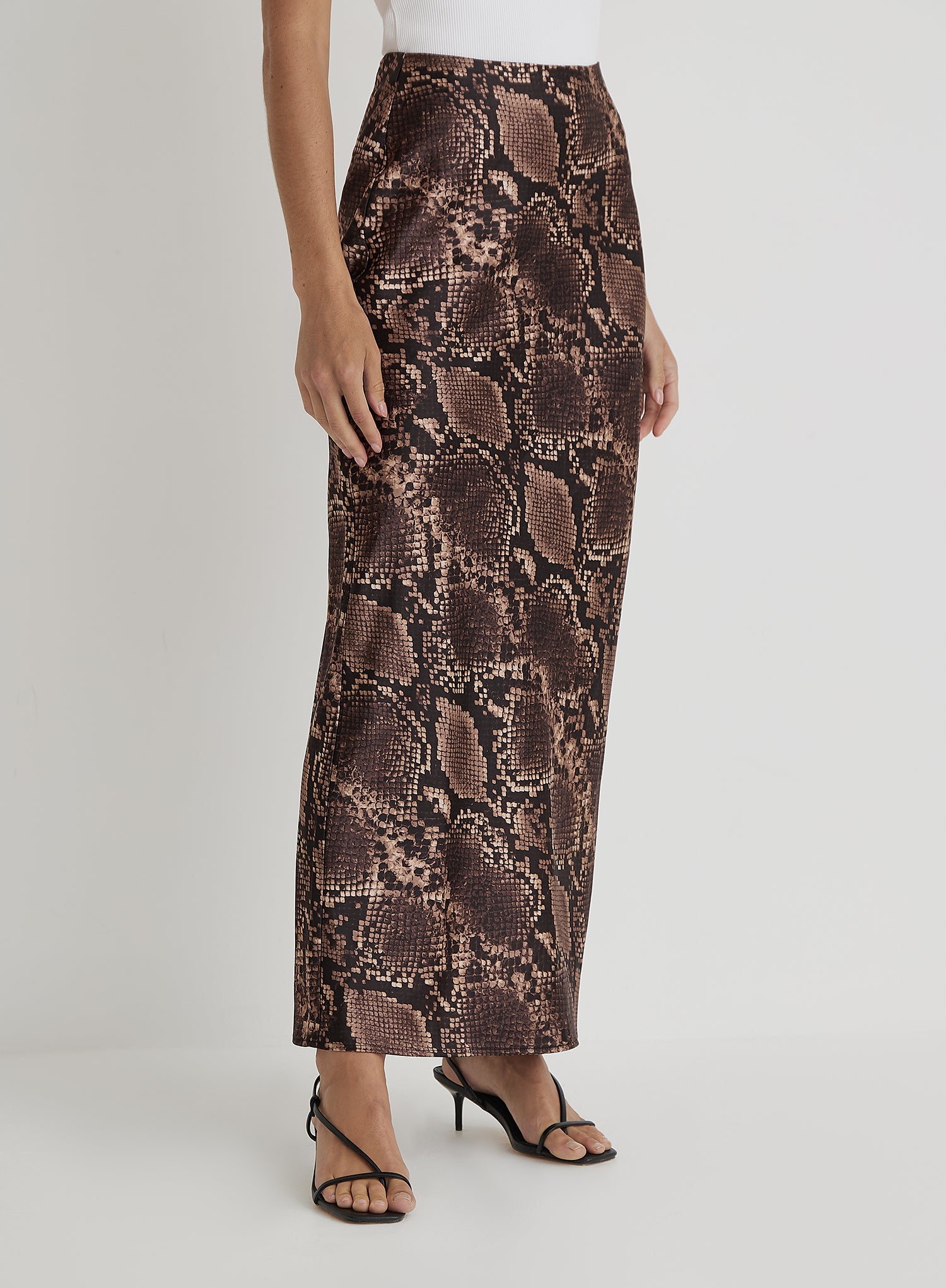 Snakeskin Satin Maxi Skirt- Novah