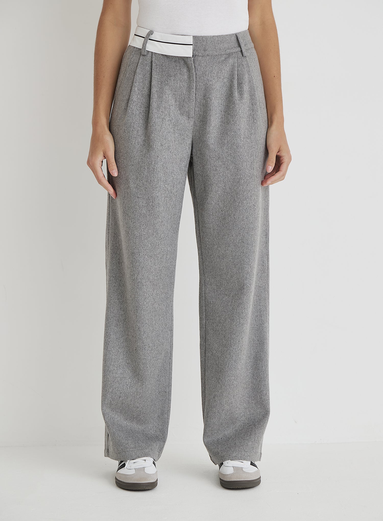 Grey Wool Tailored Straight Leg Trouser- Gabbi