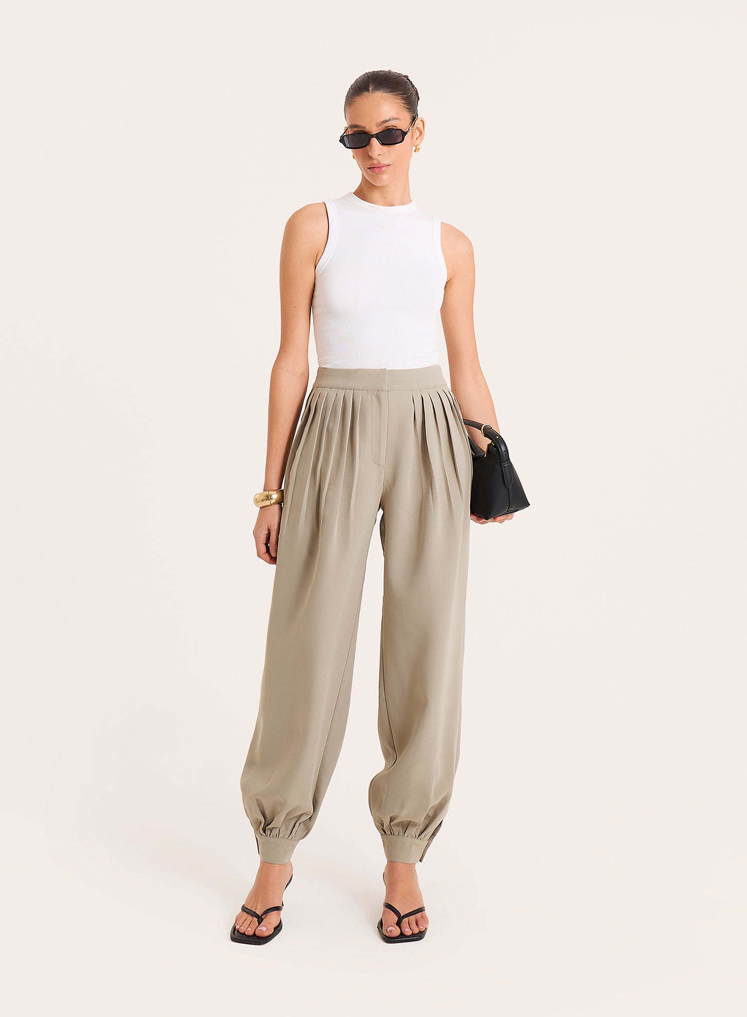 Sage Green Balloon Leg Trousers