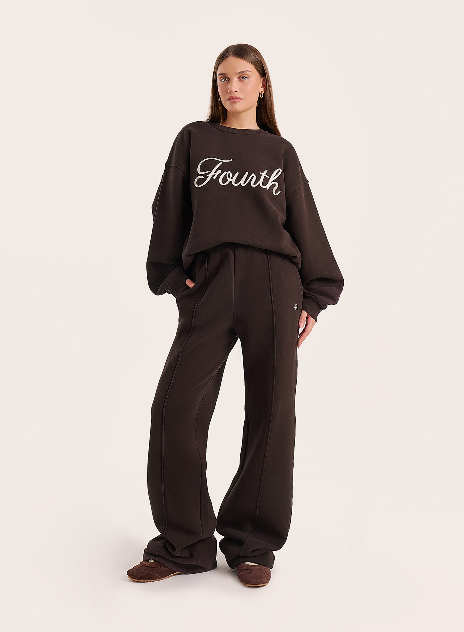 Chocolate Fourth Script Slogan Sweatshirt
