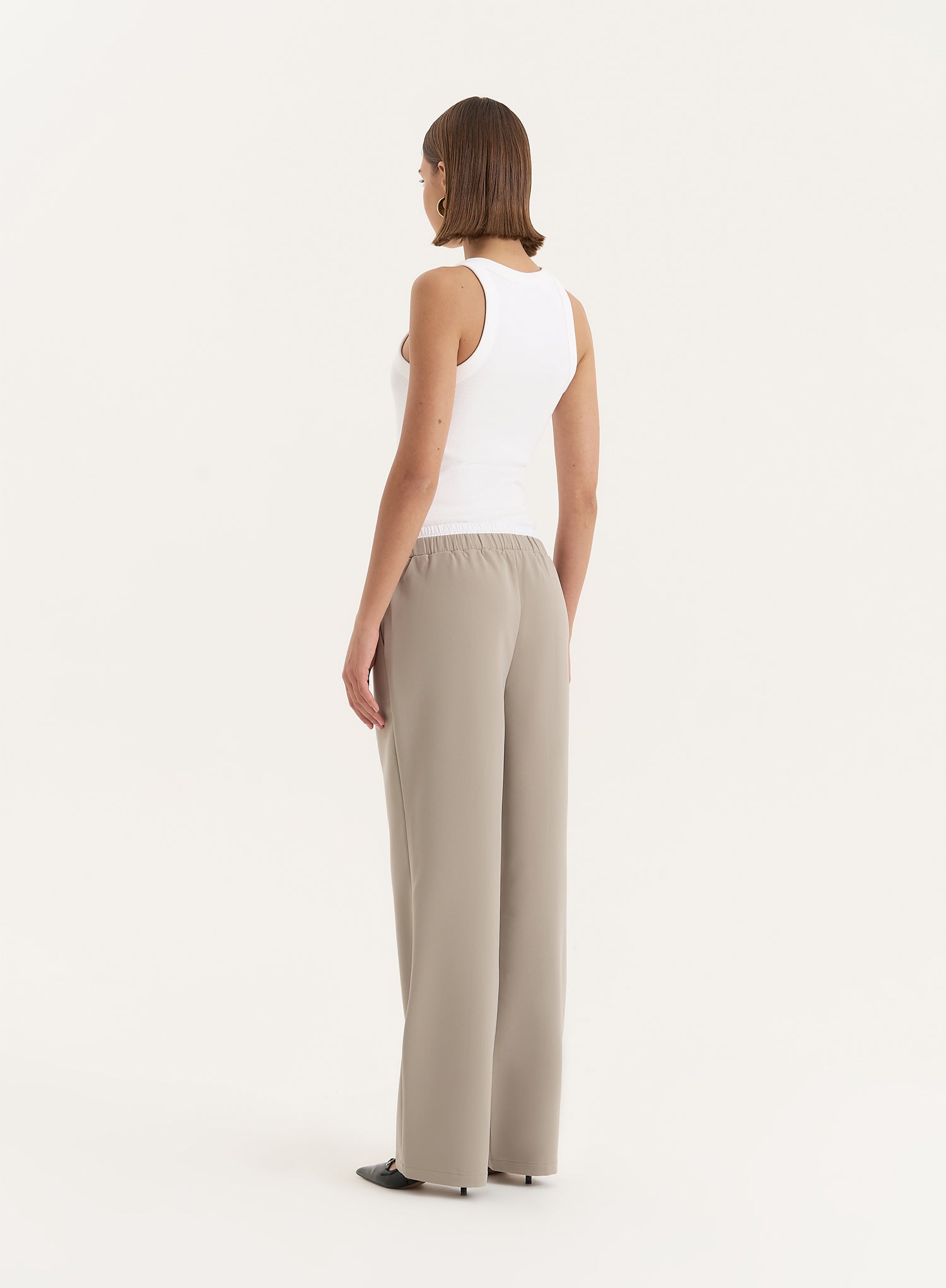 Olive Contrast Waistband Straight Leg Trouser- Bianca