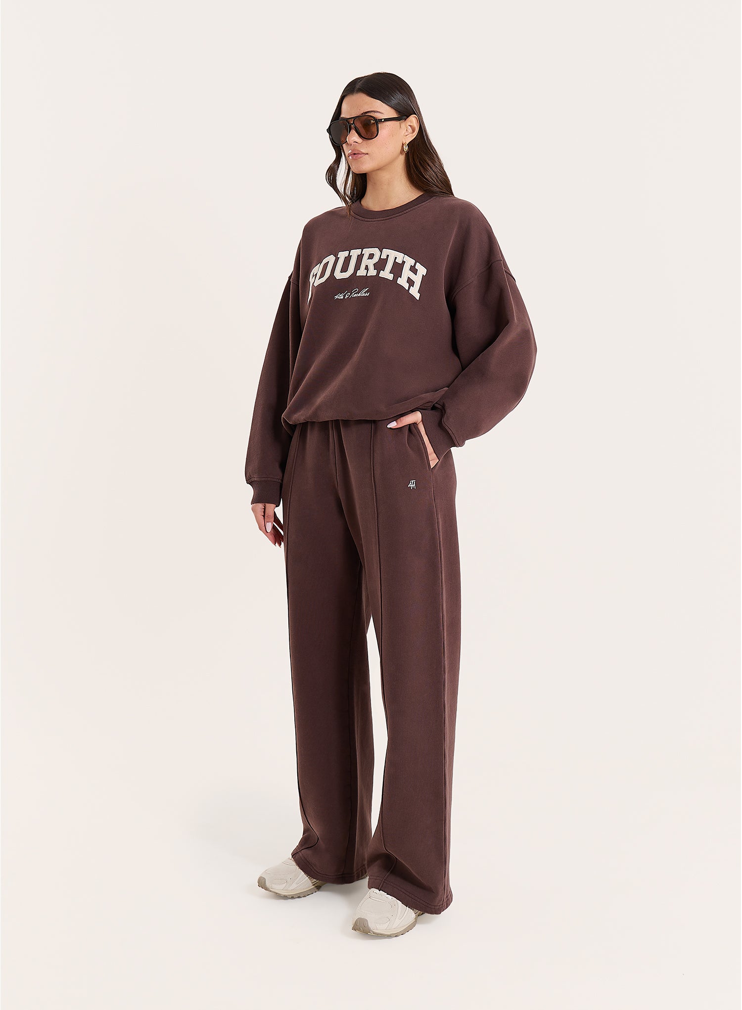 Chocolate 4th Wide Leg Branded Joggers