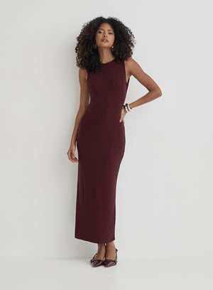 Burgundy Embellished Maxi Dress- Jaden