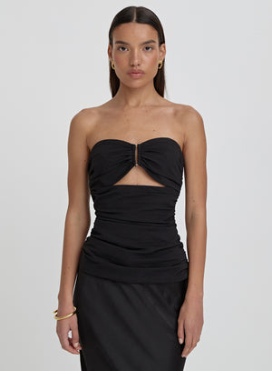 Black Bandeau Cut Out Detail Top- Indi