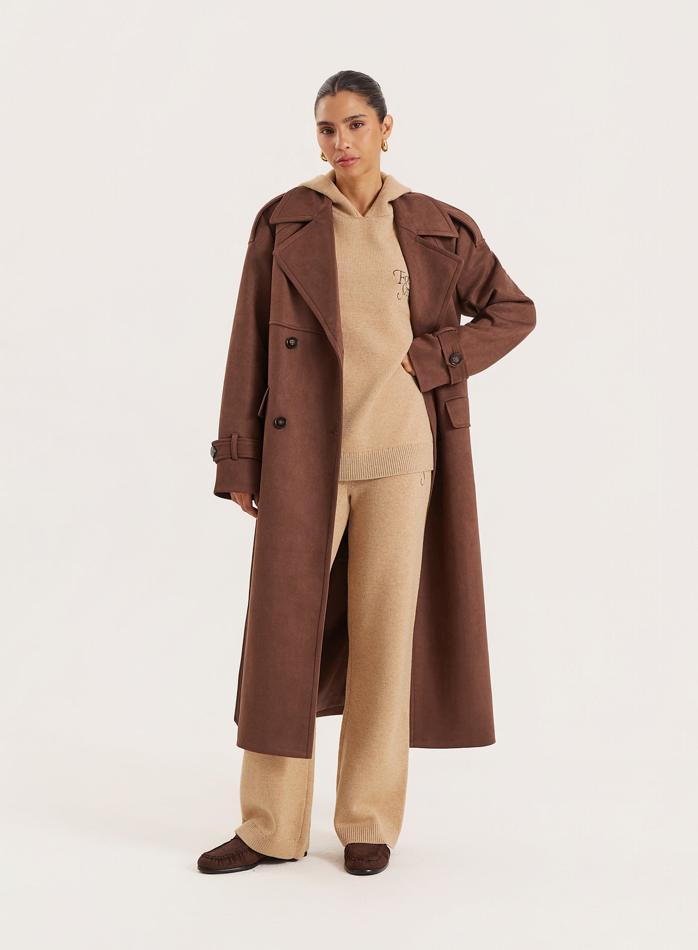 Camel Knitted Fourth Studio Hooded Jumper