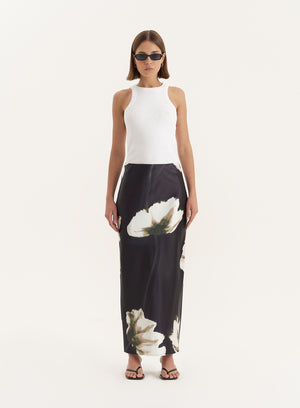 Floral Print Satin Maxi Skirt- Novah