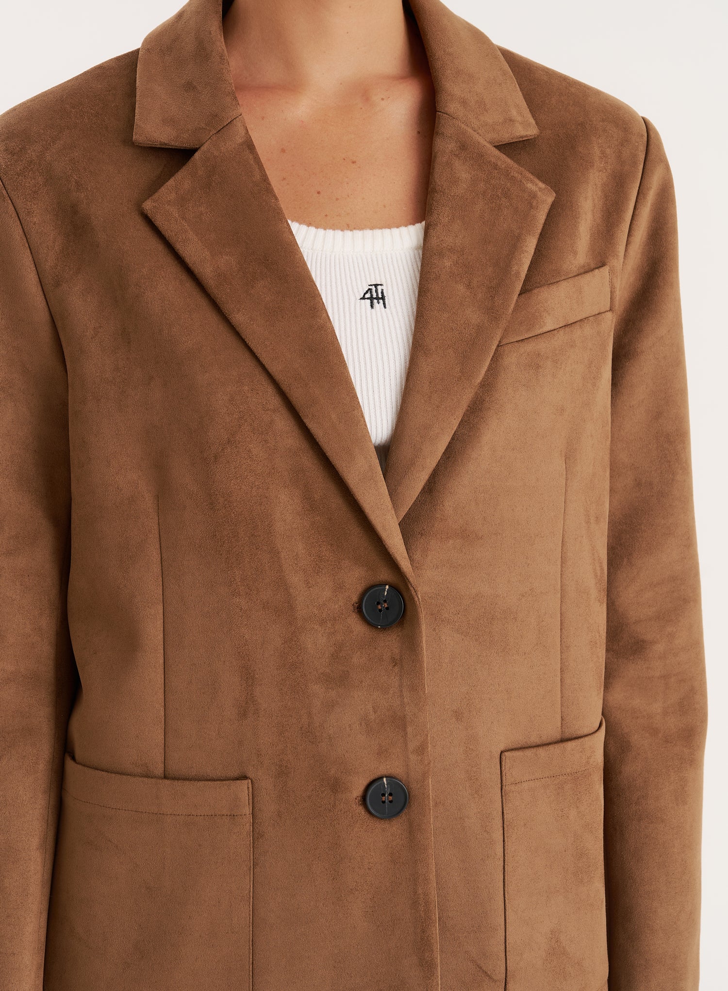 Brown Faux Suede Blazer