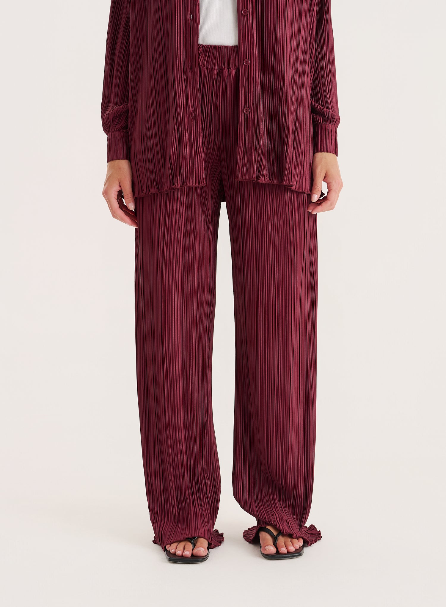Burgundy Plisse Trouser