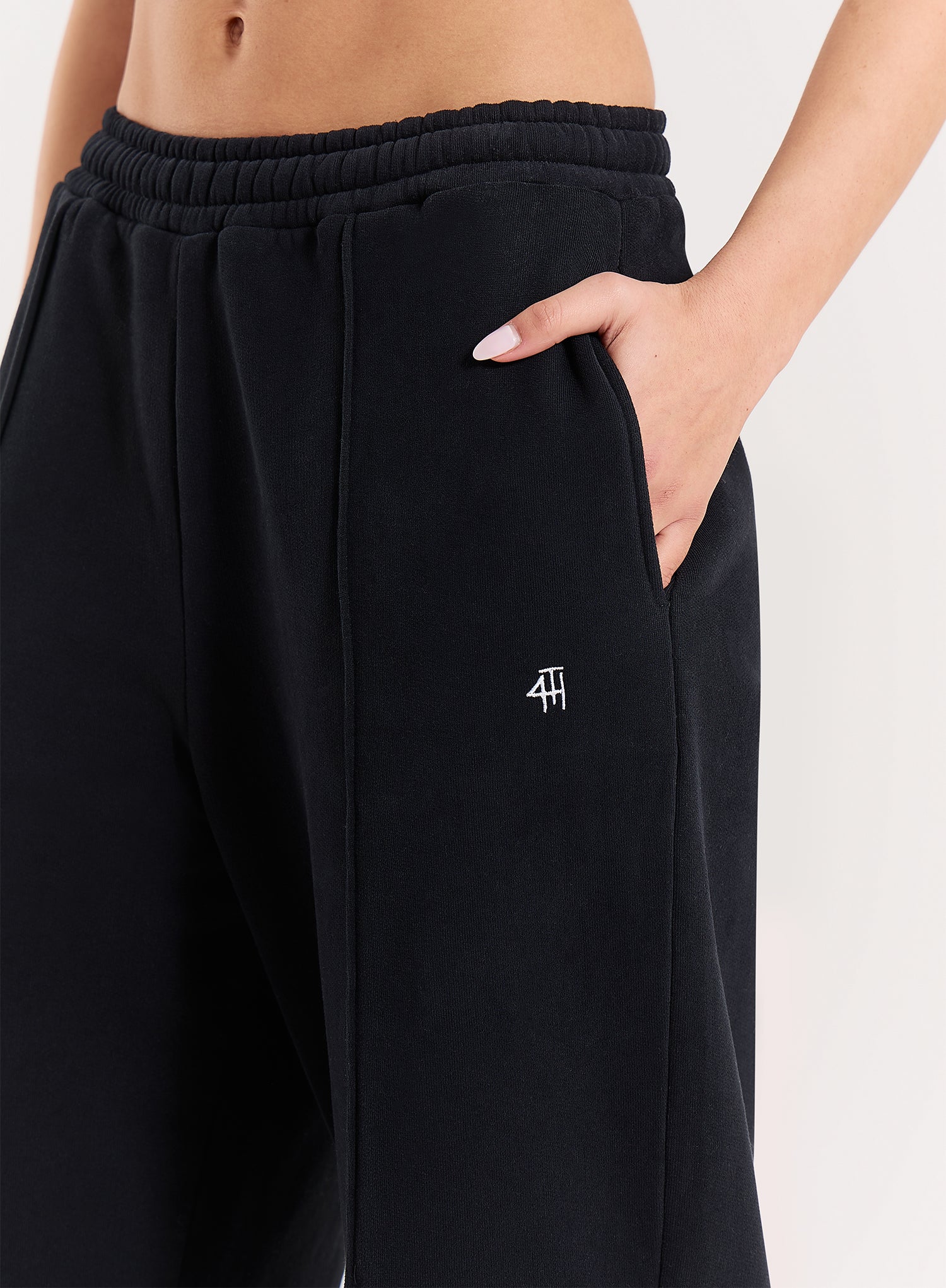 Black 4th Wide Leg Branded Joggers