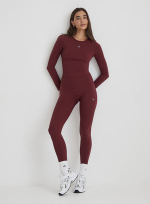 Burgundy 4th Branded Legging- Anni