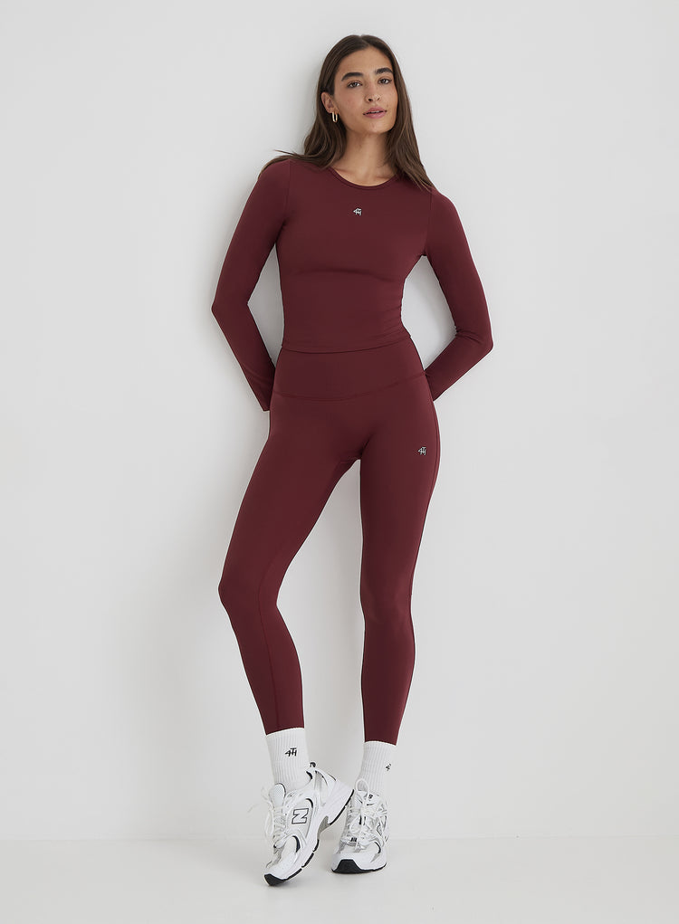 Burgundy 4th Branded Legging- Anni