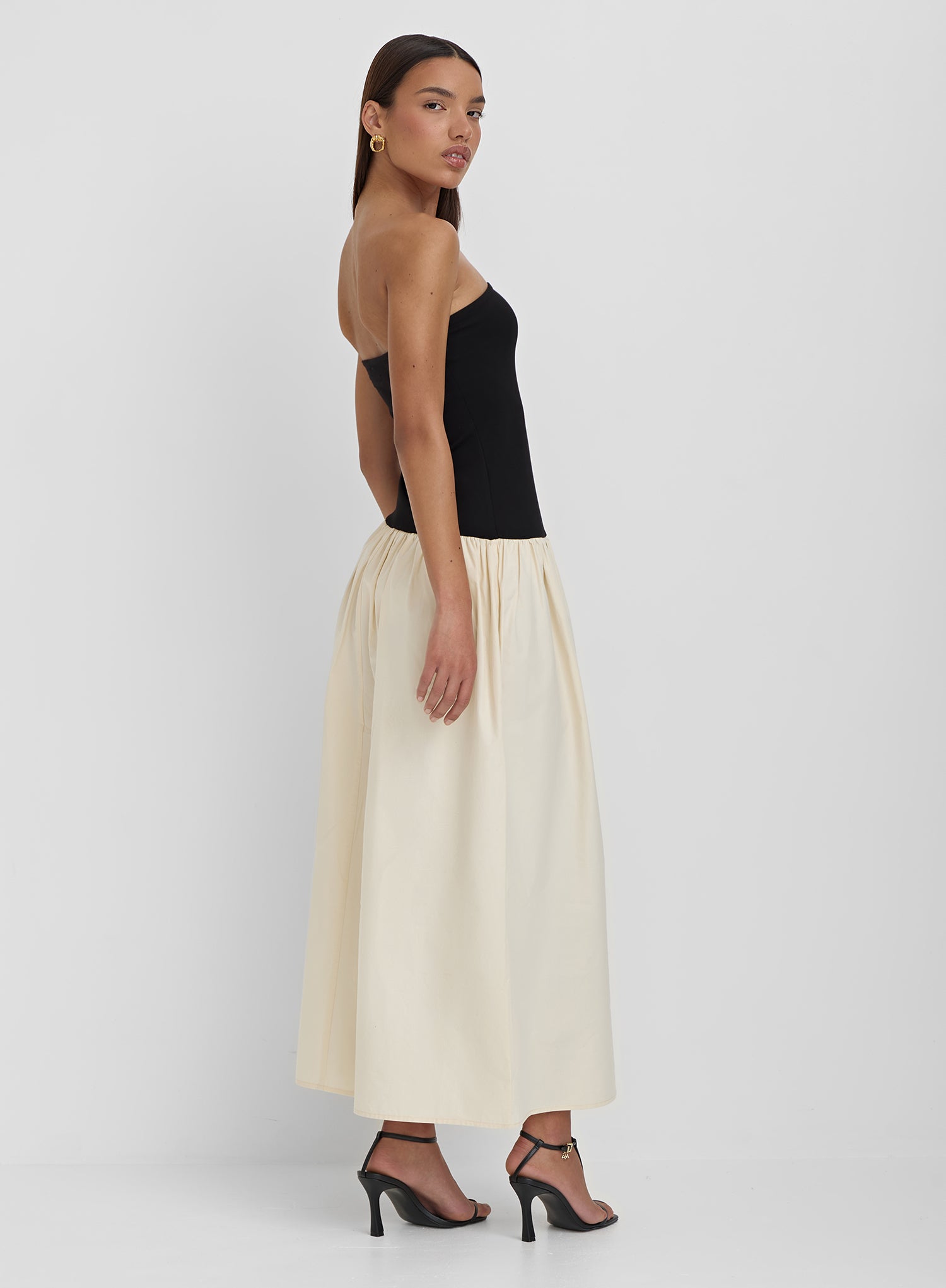 Monochrome Drop Waist Bandeau Dress- Lova