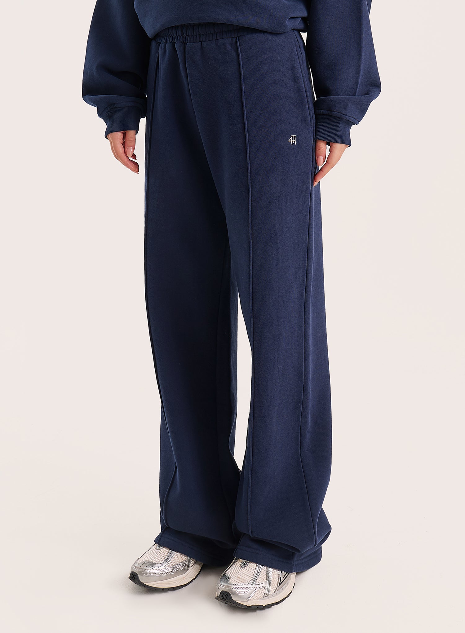Navy 4th Wide Leg Branded Joggers