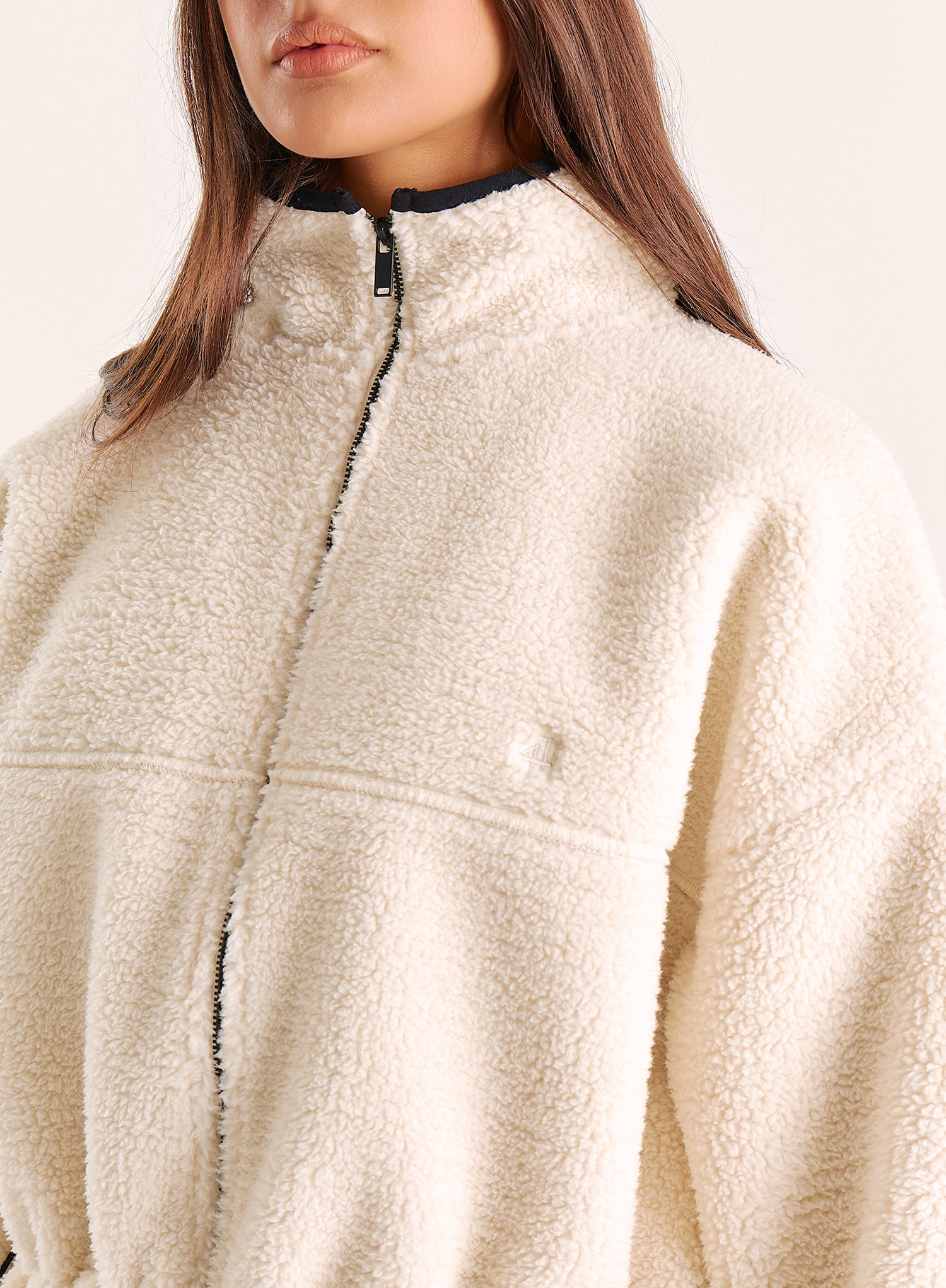 Cream Toggle Waisted Peplum Hem Fleece