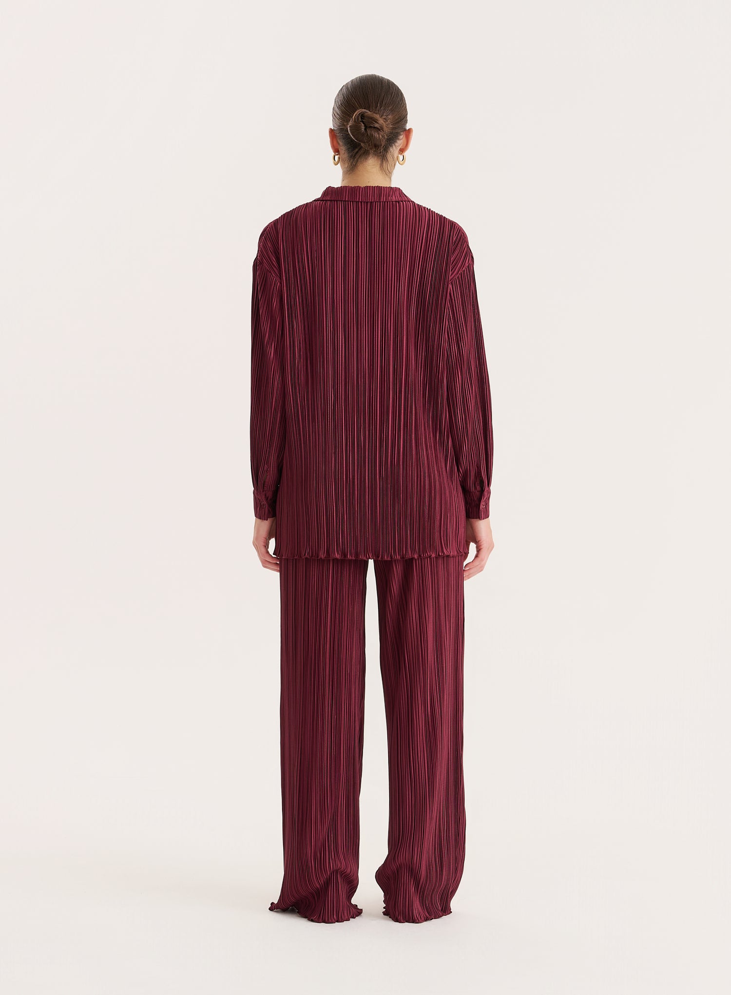 Burgundy Plisse Shirt