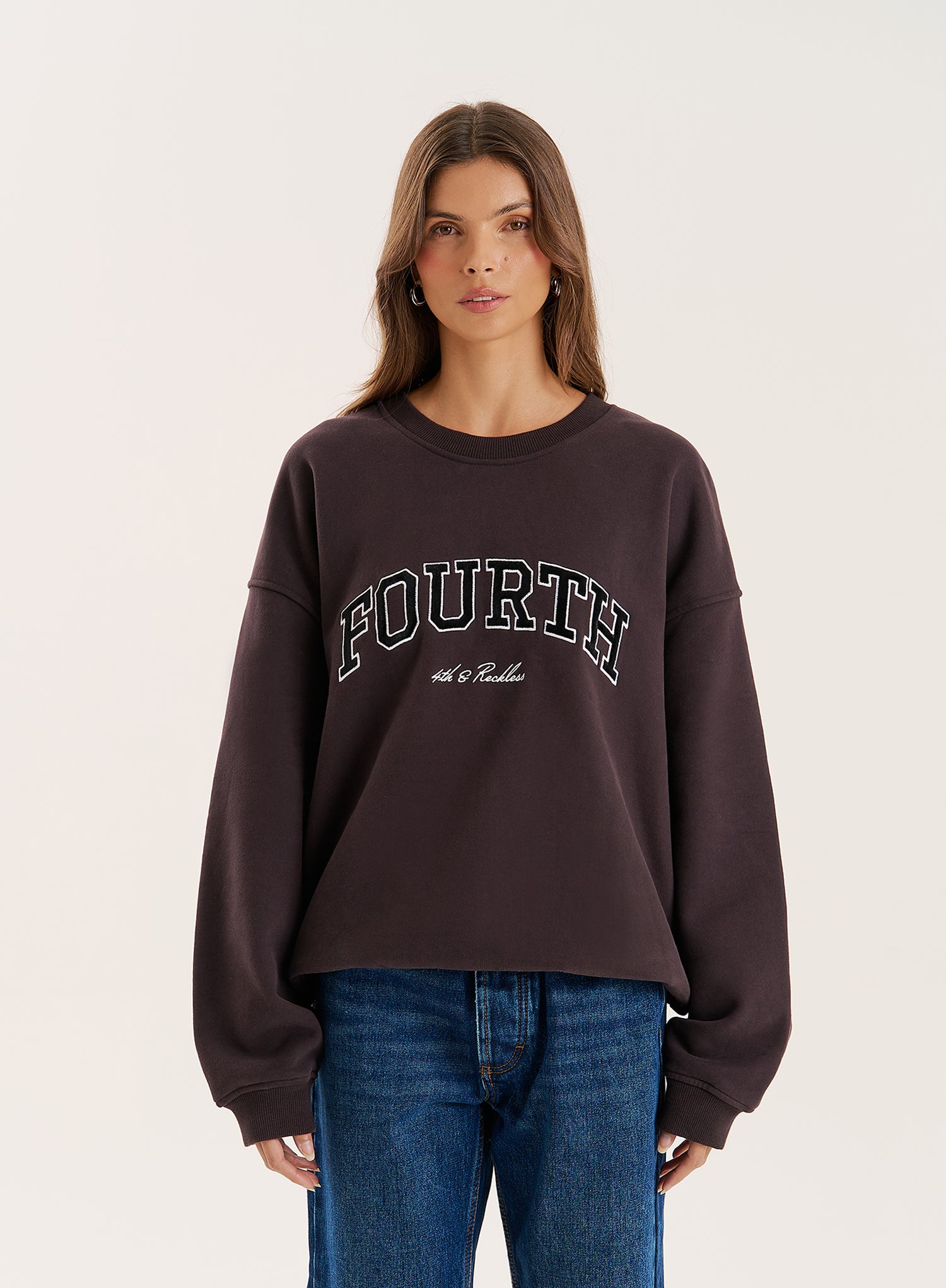 Chocolate Fourth Embroidered Branded Sweatshirt