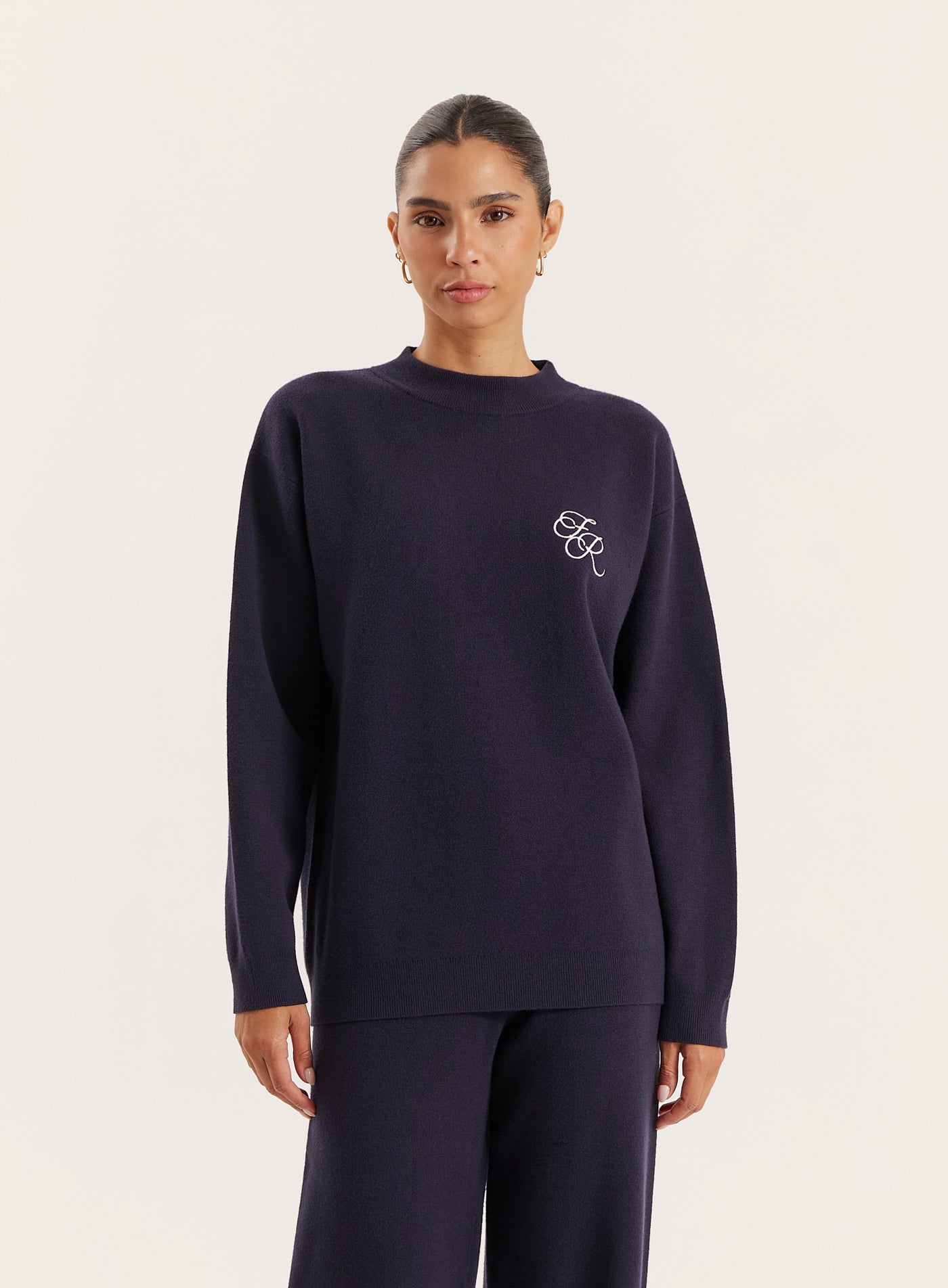 Navy Logo Detail Knitted Jumper