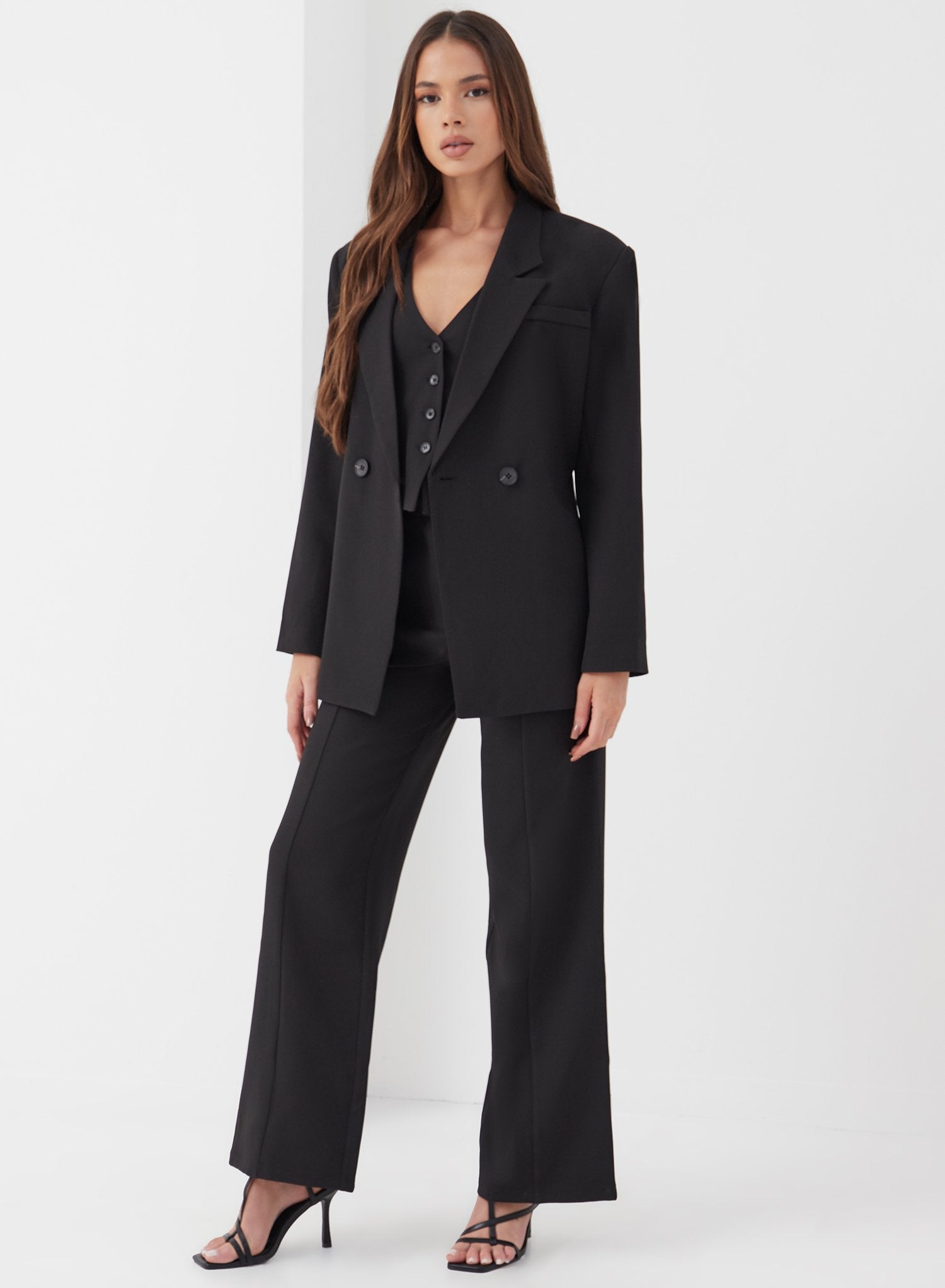 Black Double Breasted Blazer - Aster