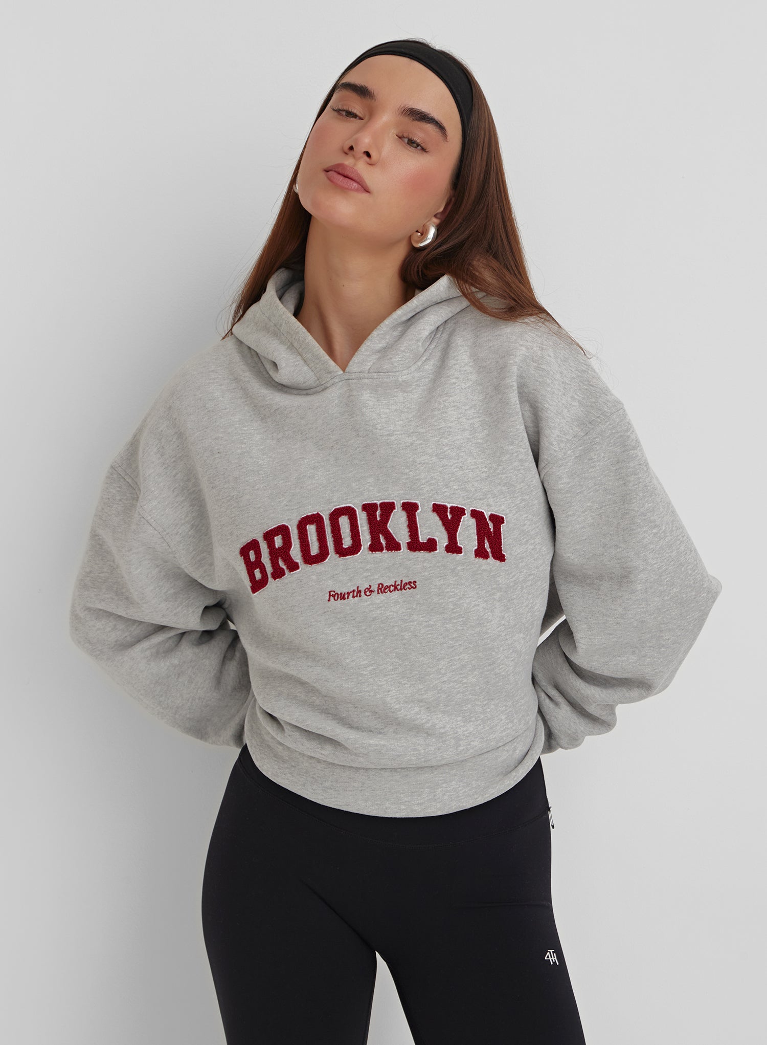 Women s Grey Marl Brooklyn Oversized Hoodie Brooklyn 4th Reckless