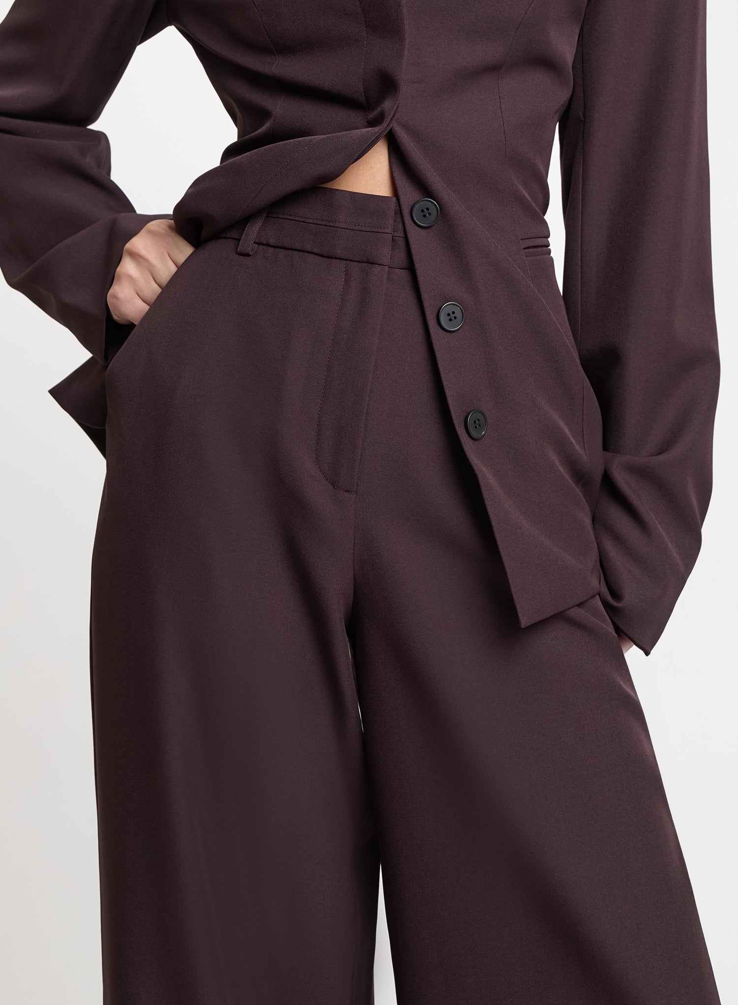 Plum Tailored Wide Leg Trousers