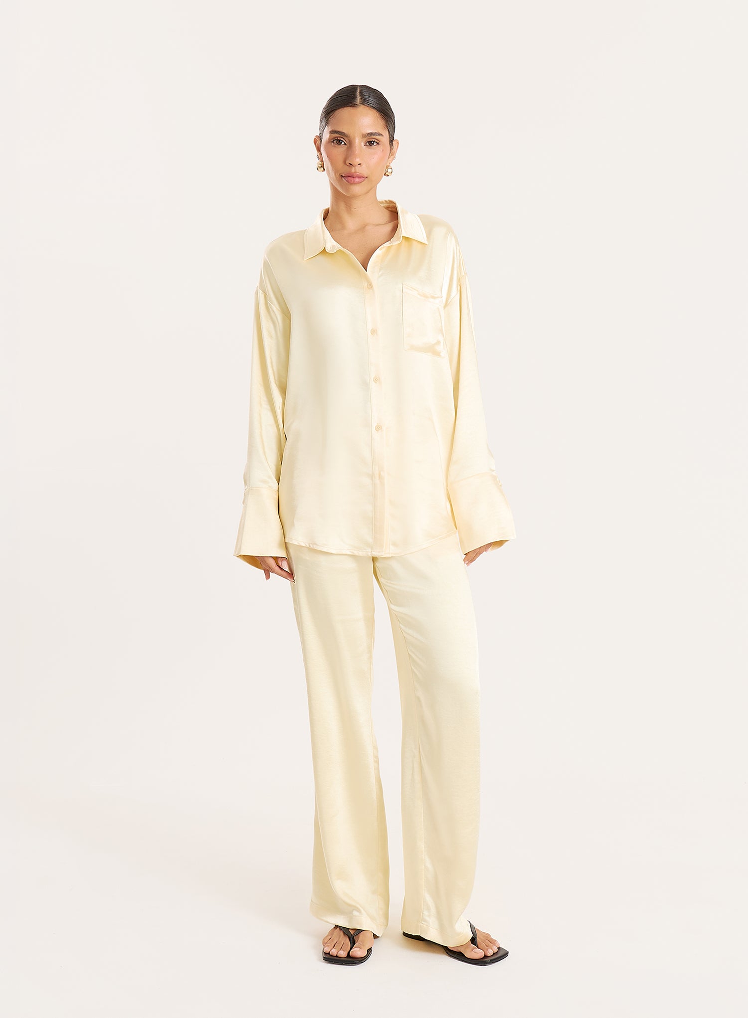 Lemon Oversized Satin Shirt