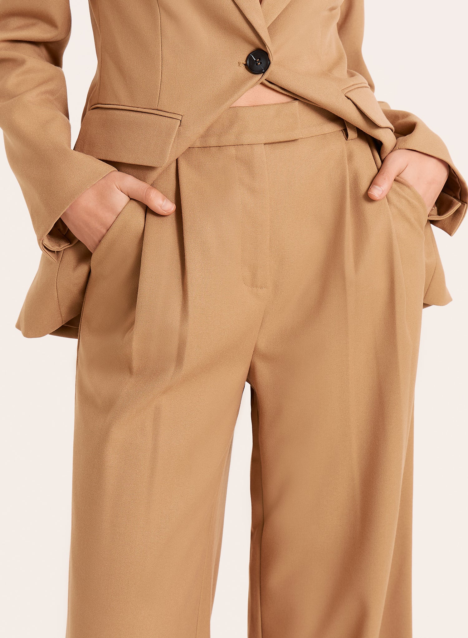 Camel Tailored Wide Leg Trousers