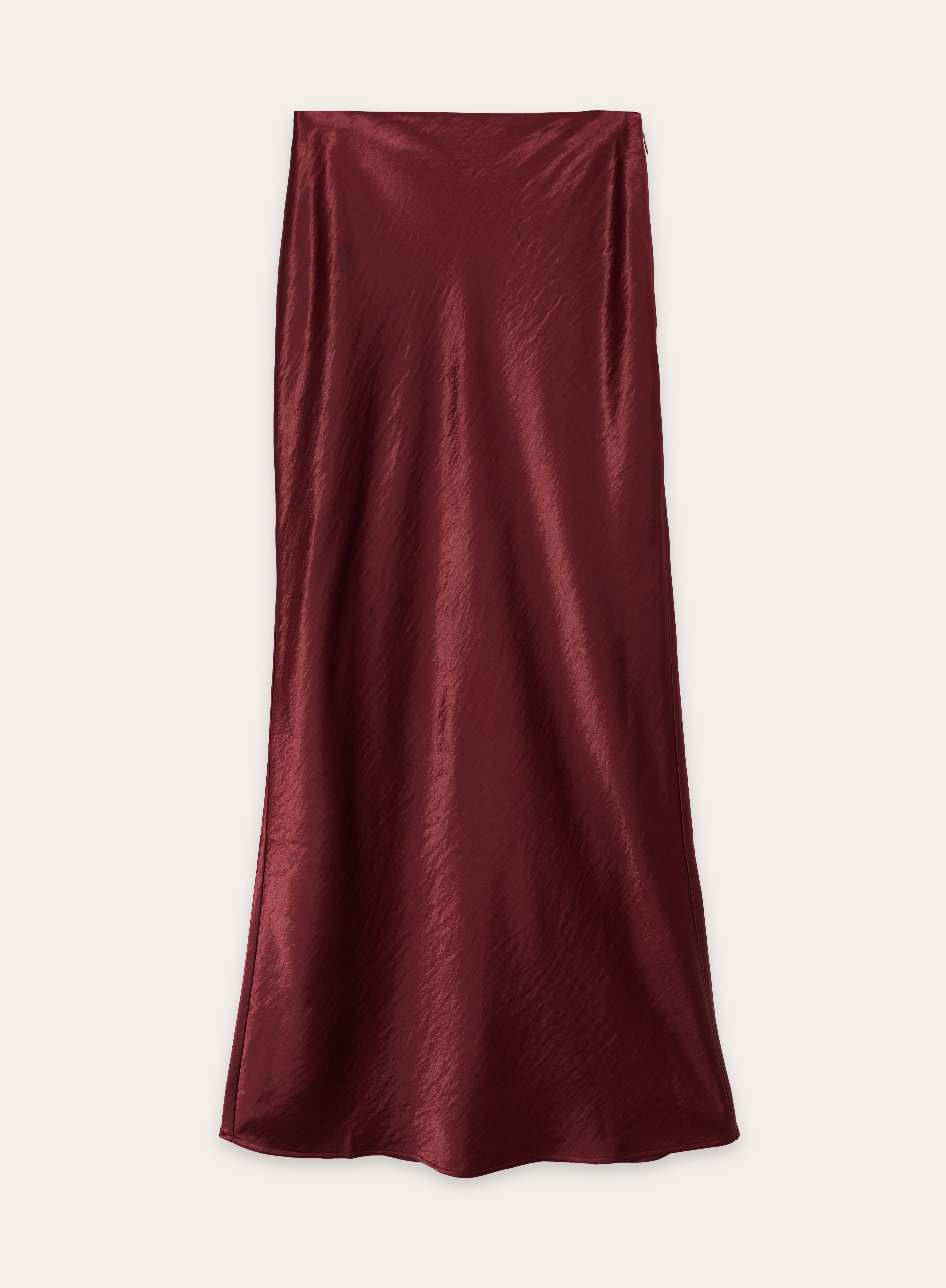 Burgundy Satin Maxi Skirt