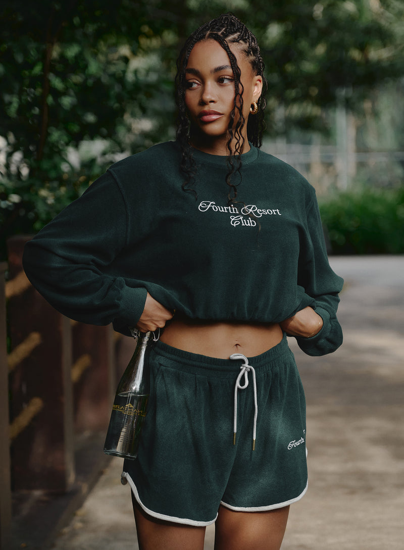 Green Towelling Fourth Resort Club Sweatshirt- Ella