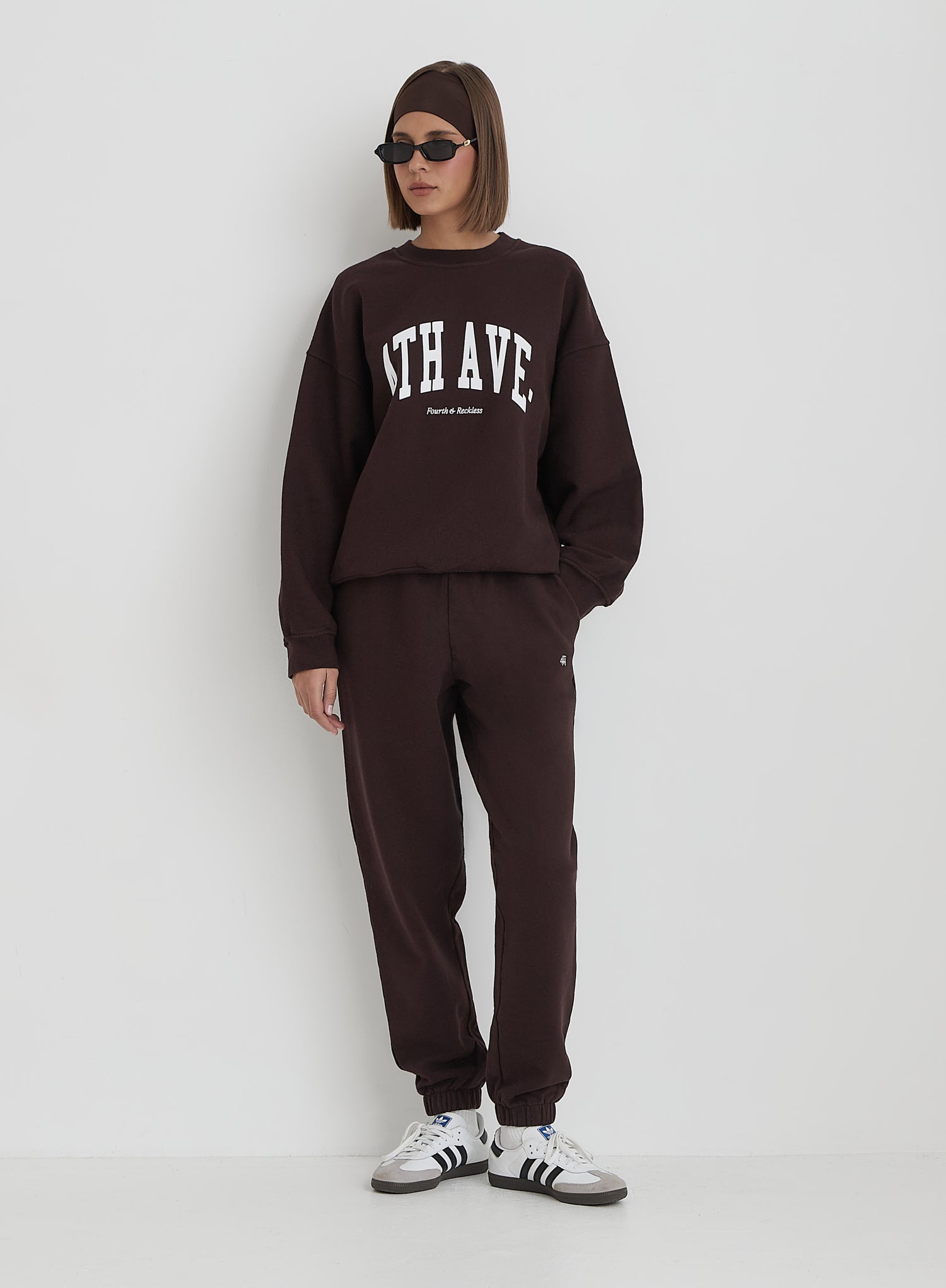 Chocolate 4th Avenue Slogan Oversized Sweatshirt- Avenue