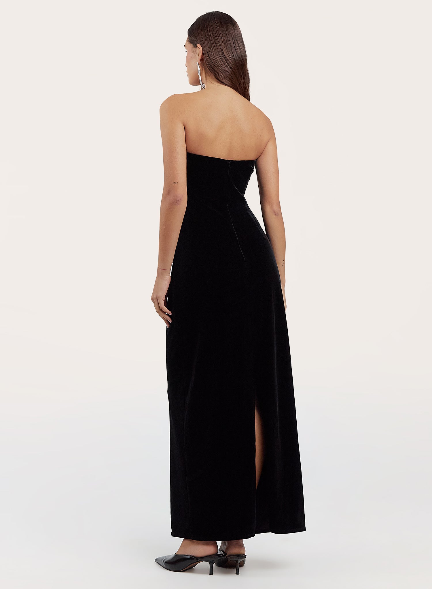 Black Embellished Velvet Midaxi Dress