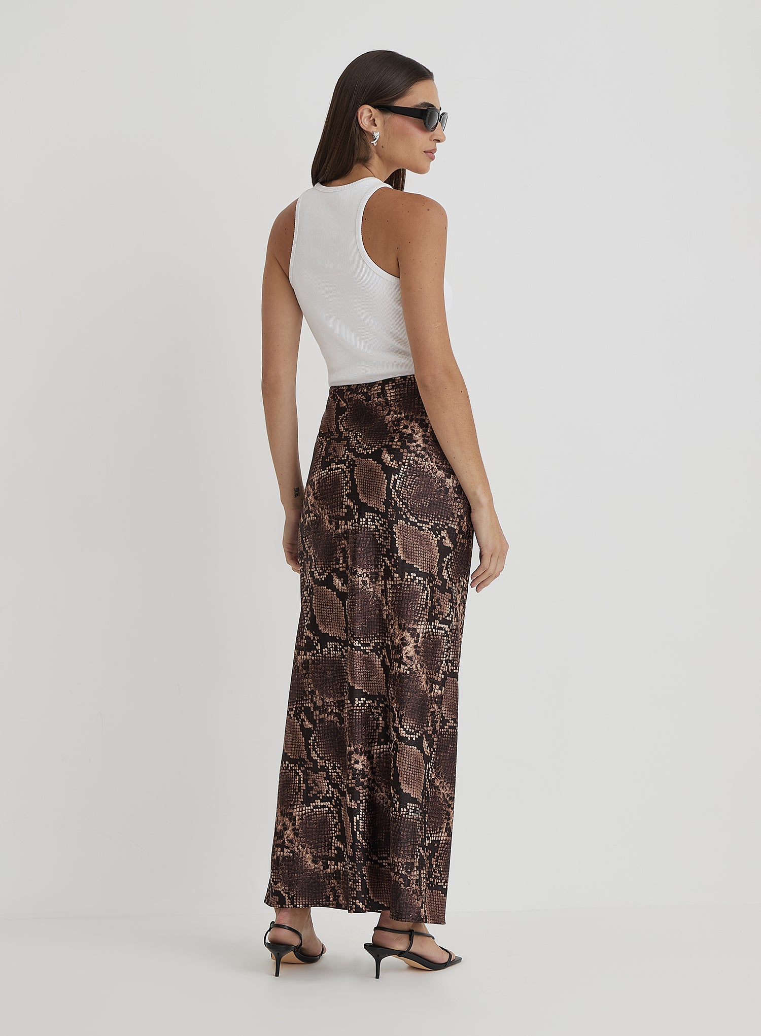 Snakeskin Satin Maxi Skirt- Novah