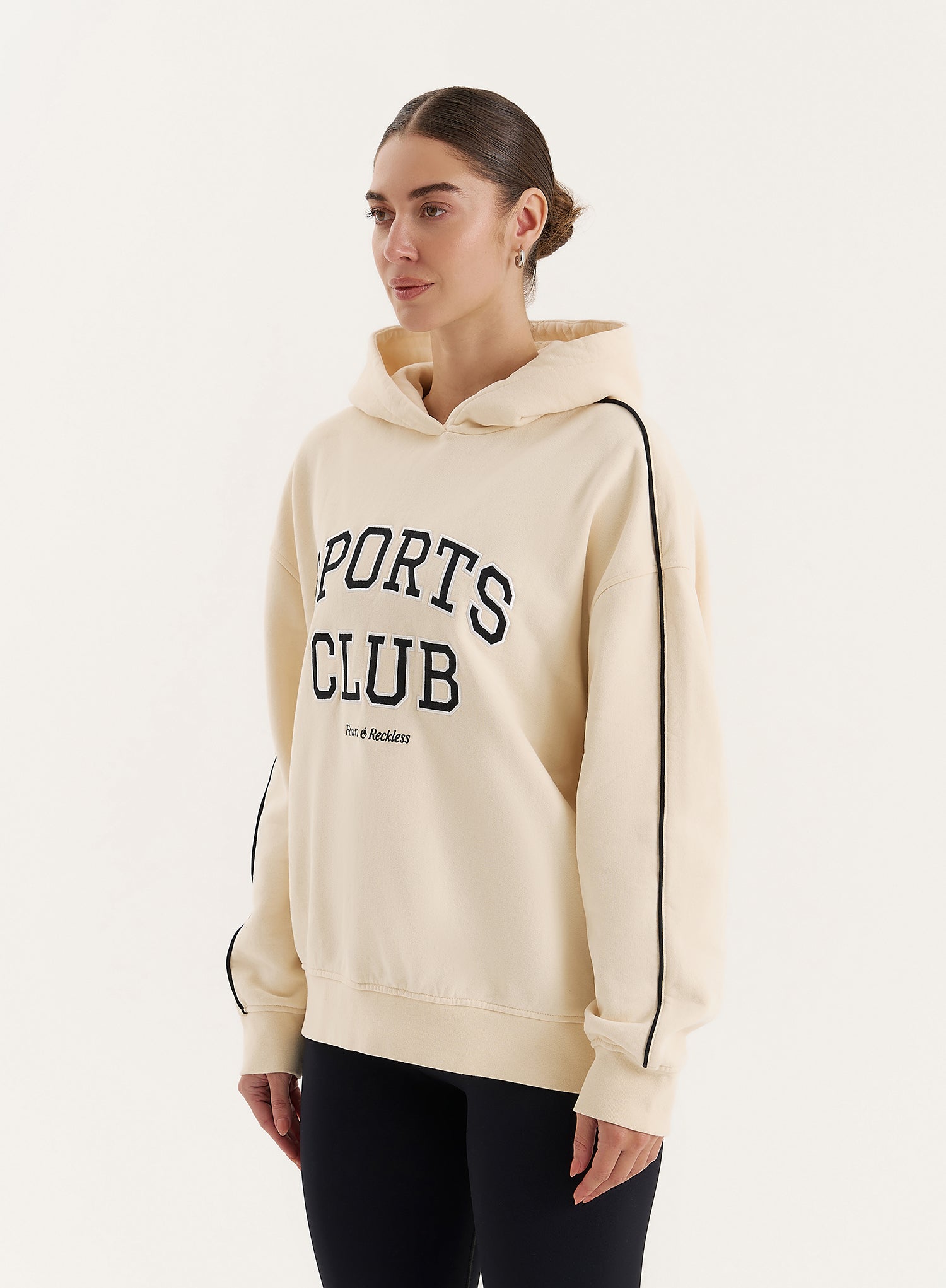 Cream Sports Club Slogan Oversized Hoodie- Lille