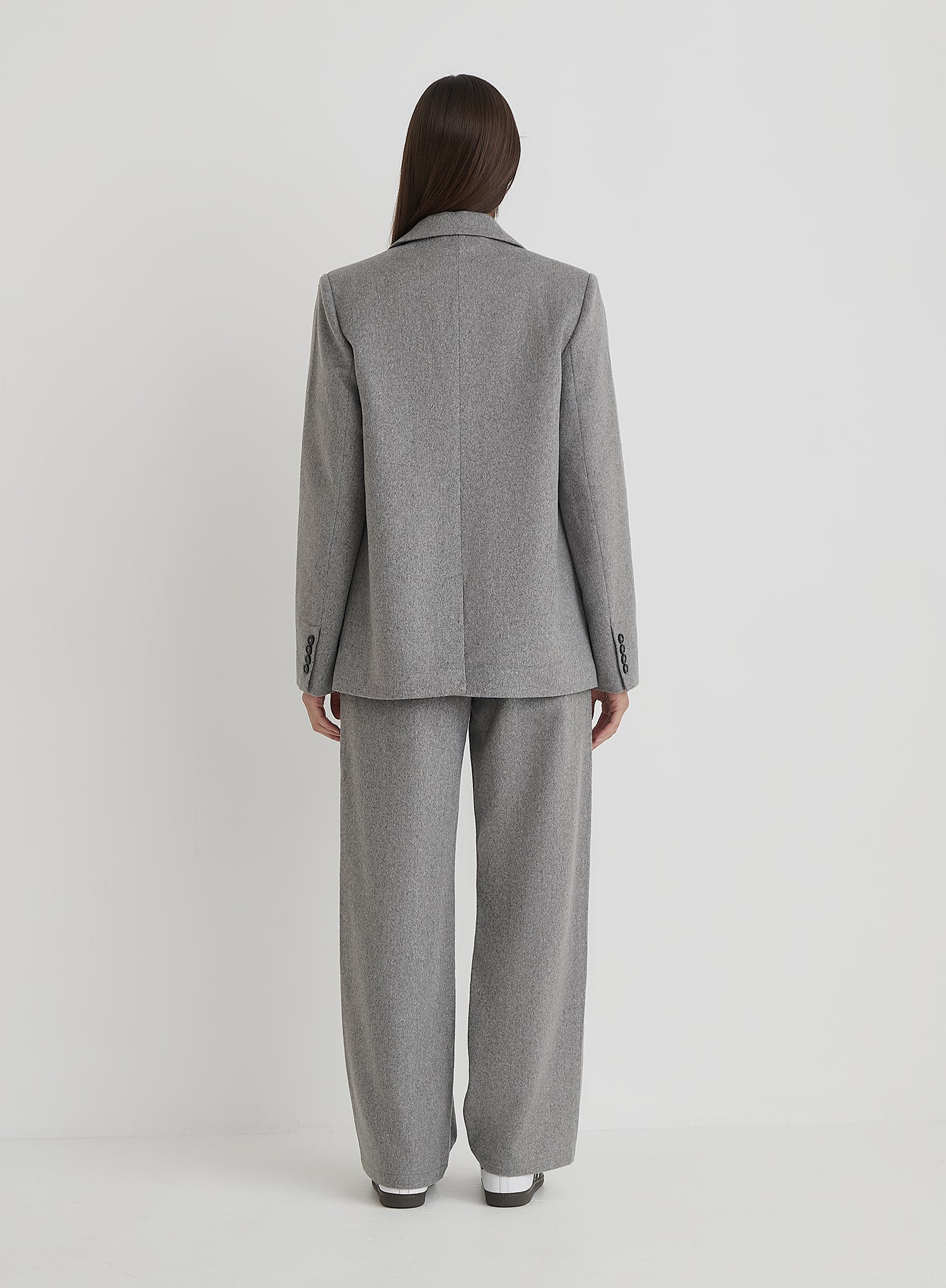 Grey Wool Tailored Straight Leg Trouser- Gabbi