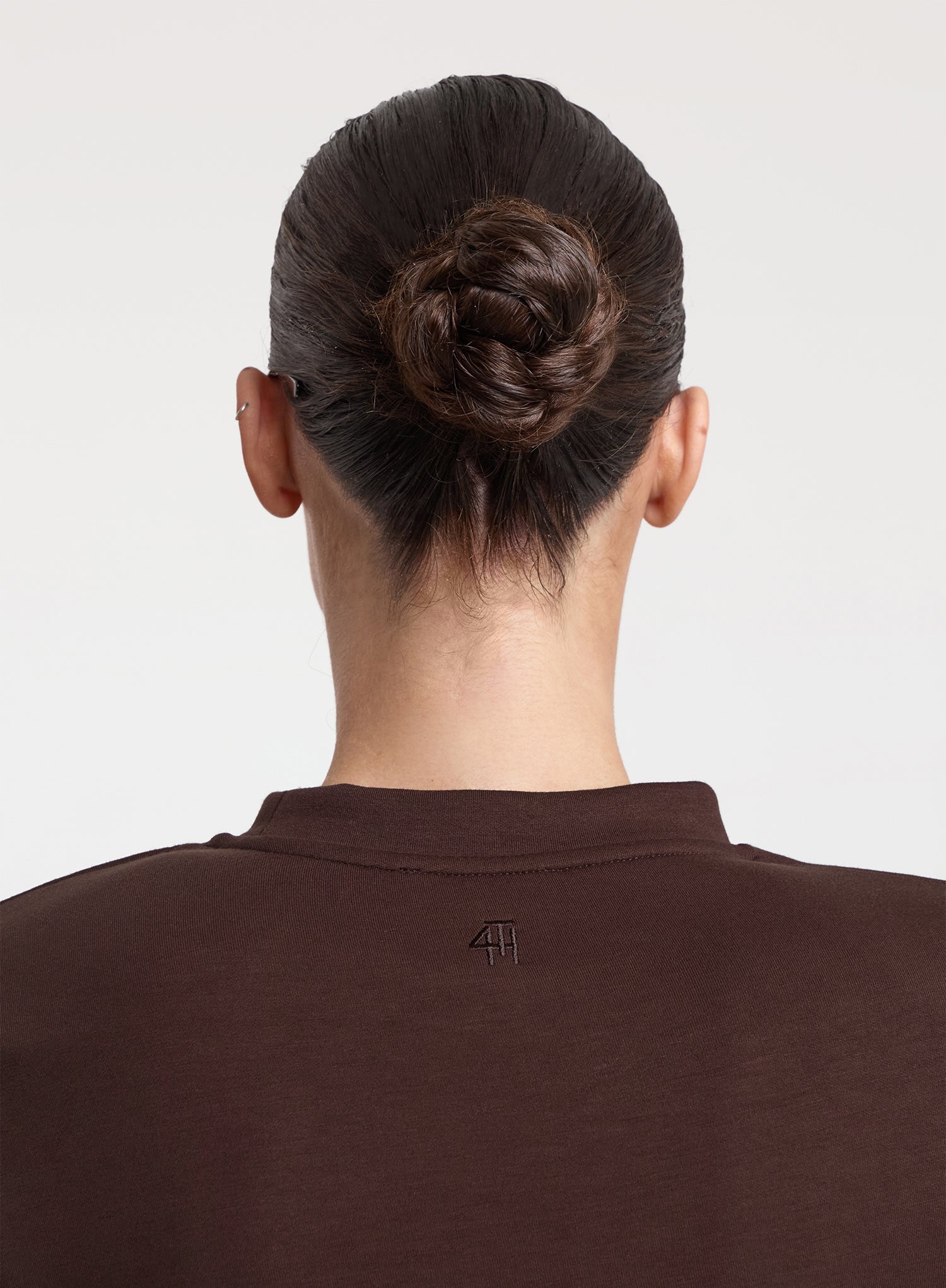 Chocolate Brown Ruched Side Long Sleeve Top
