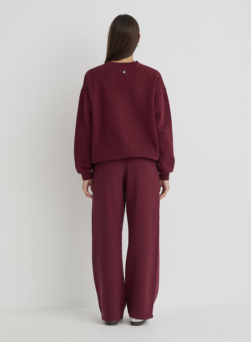 Burgundy Country Club Slogan Oversized Sweatshirt- Charli