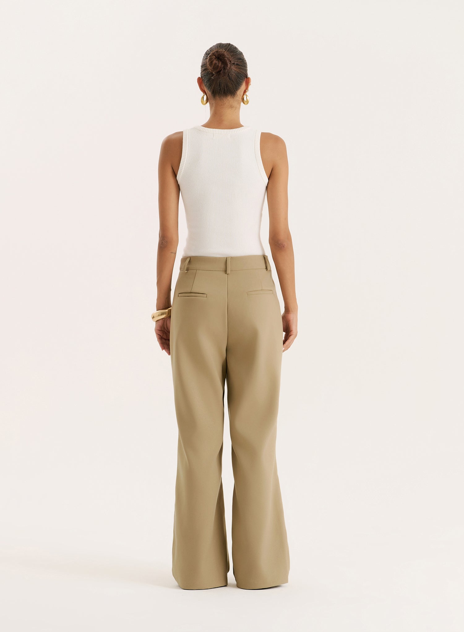 Camel Tailored Wide Leg Trouser
