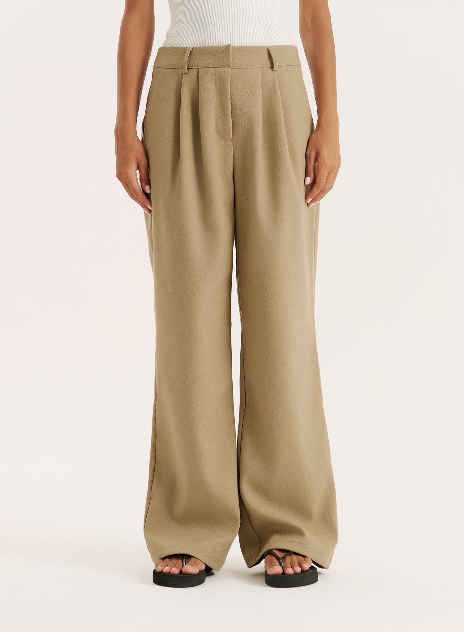 Camel Tailored Wide Leg Trouser
