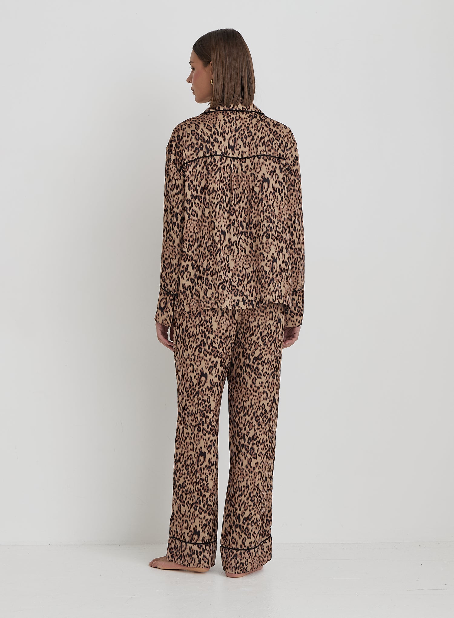 Leopard Print Satin Pyjama Shirt- Holly