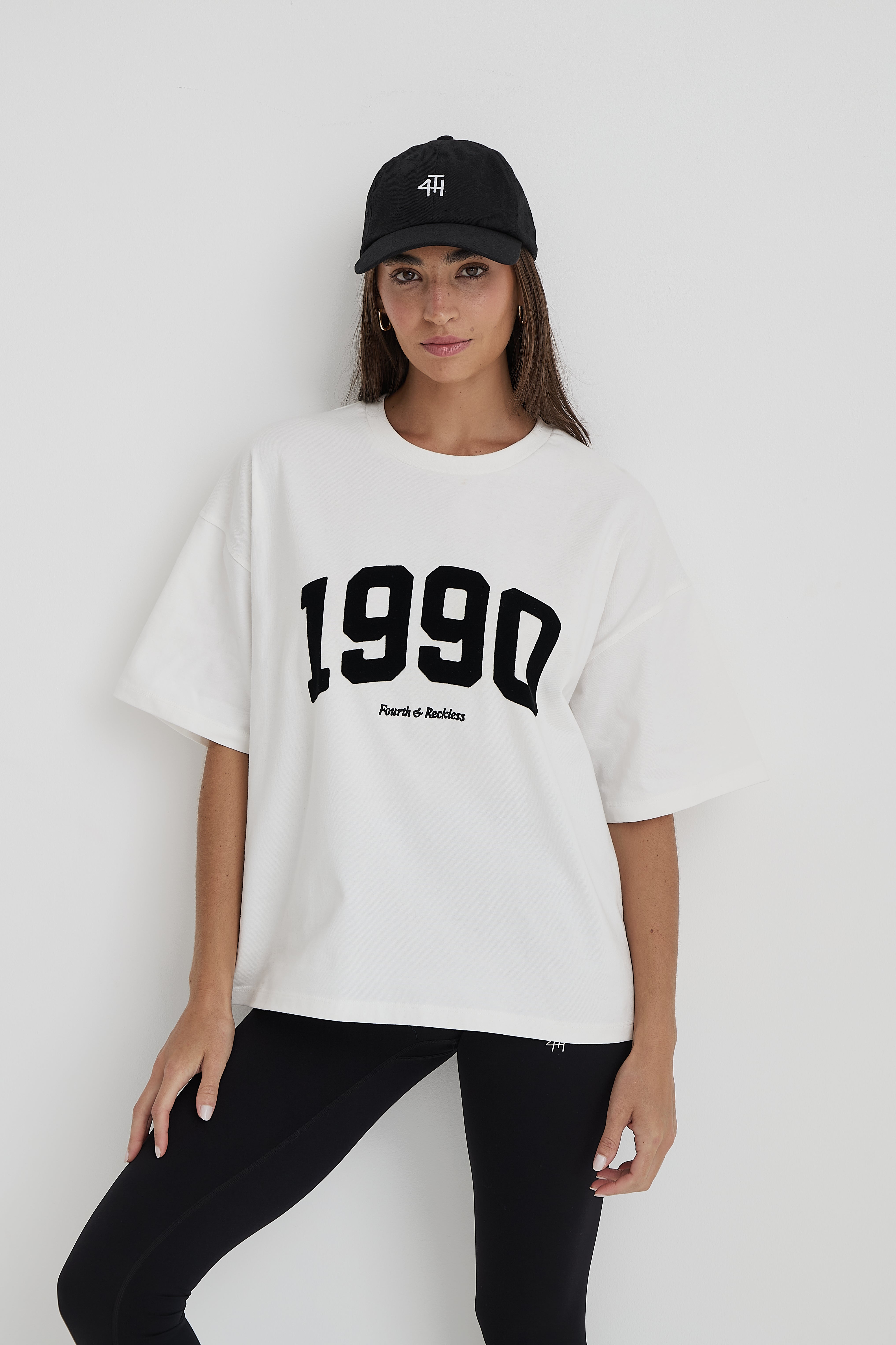 White 1990 Slogan Oversized T-Shirt- Oran