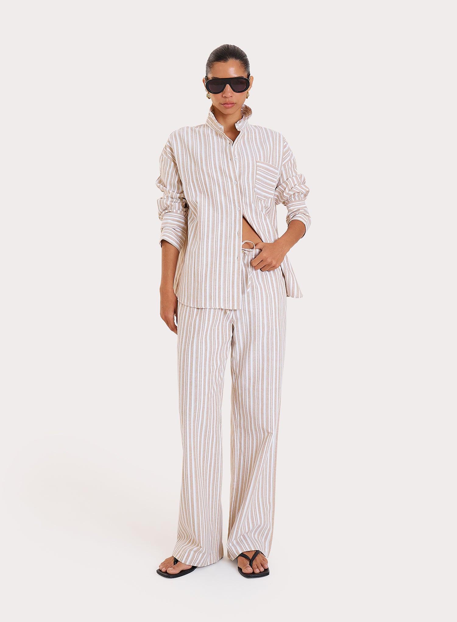 Stripe Wide Leg Trousers