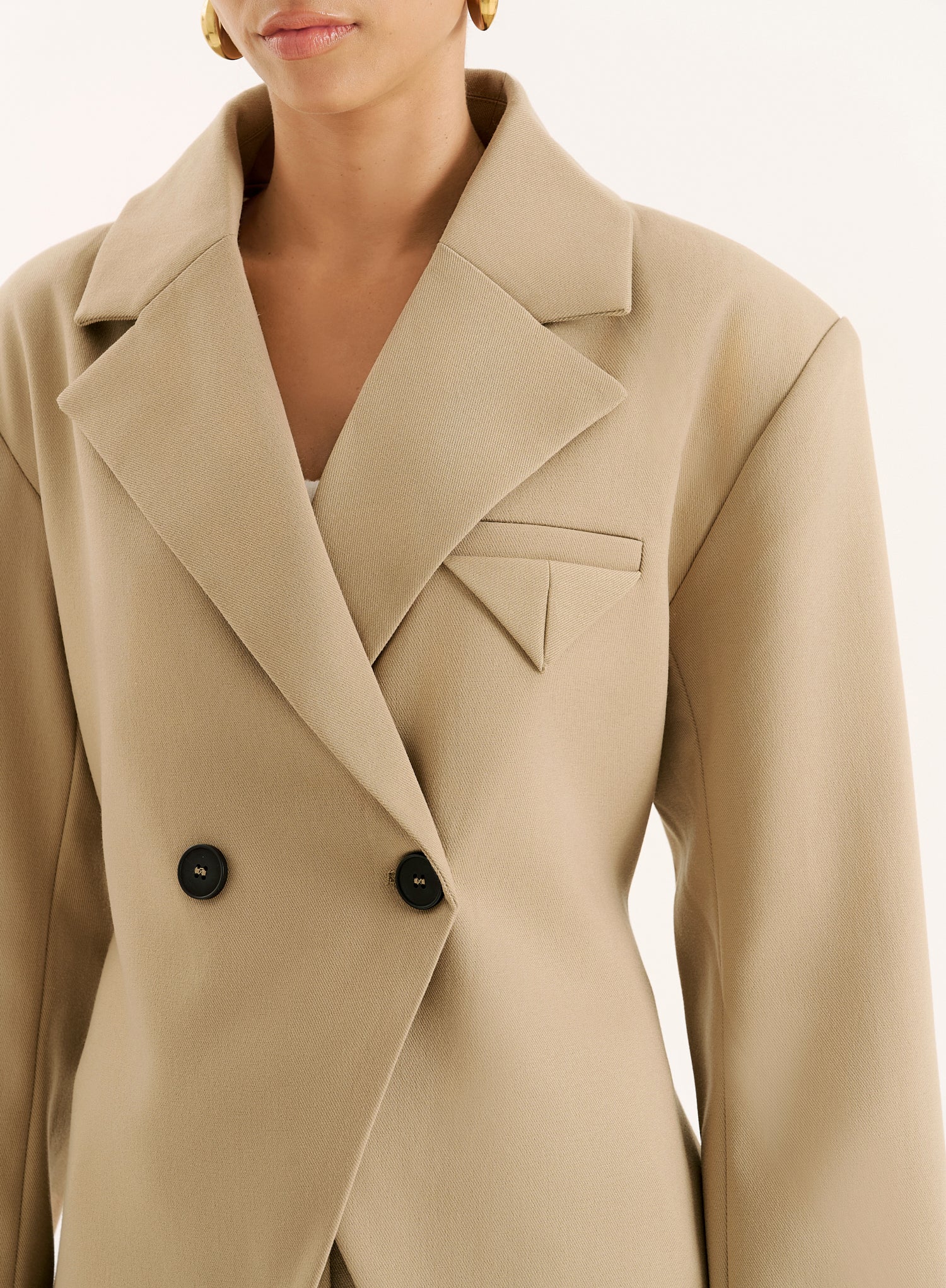 Camel Cinched Waist Tailored Blazer