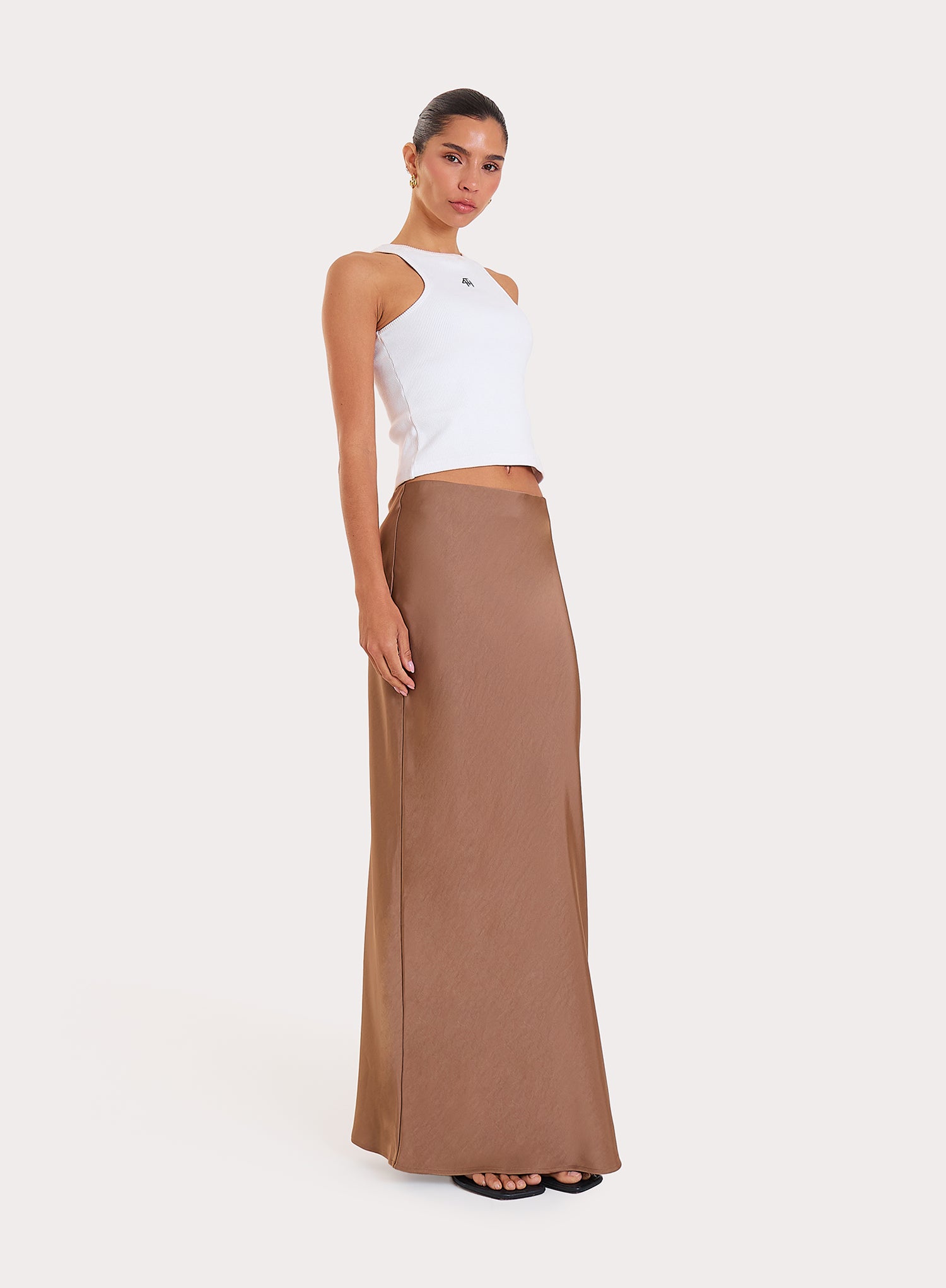 Mocha Satin Maxi Skirt
