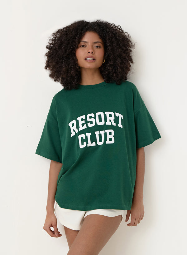 Green Resort Club Slogan Tee- Cali