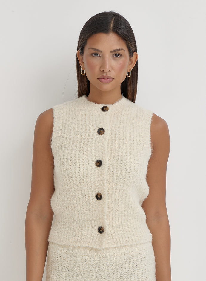 Cream Knit Waistcoat- Anine