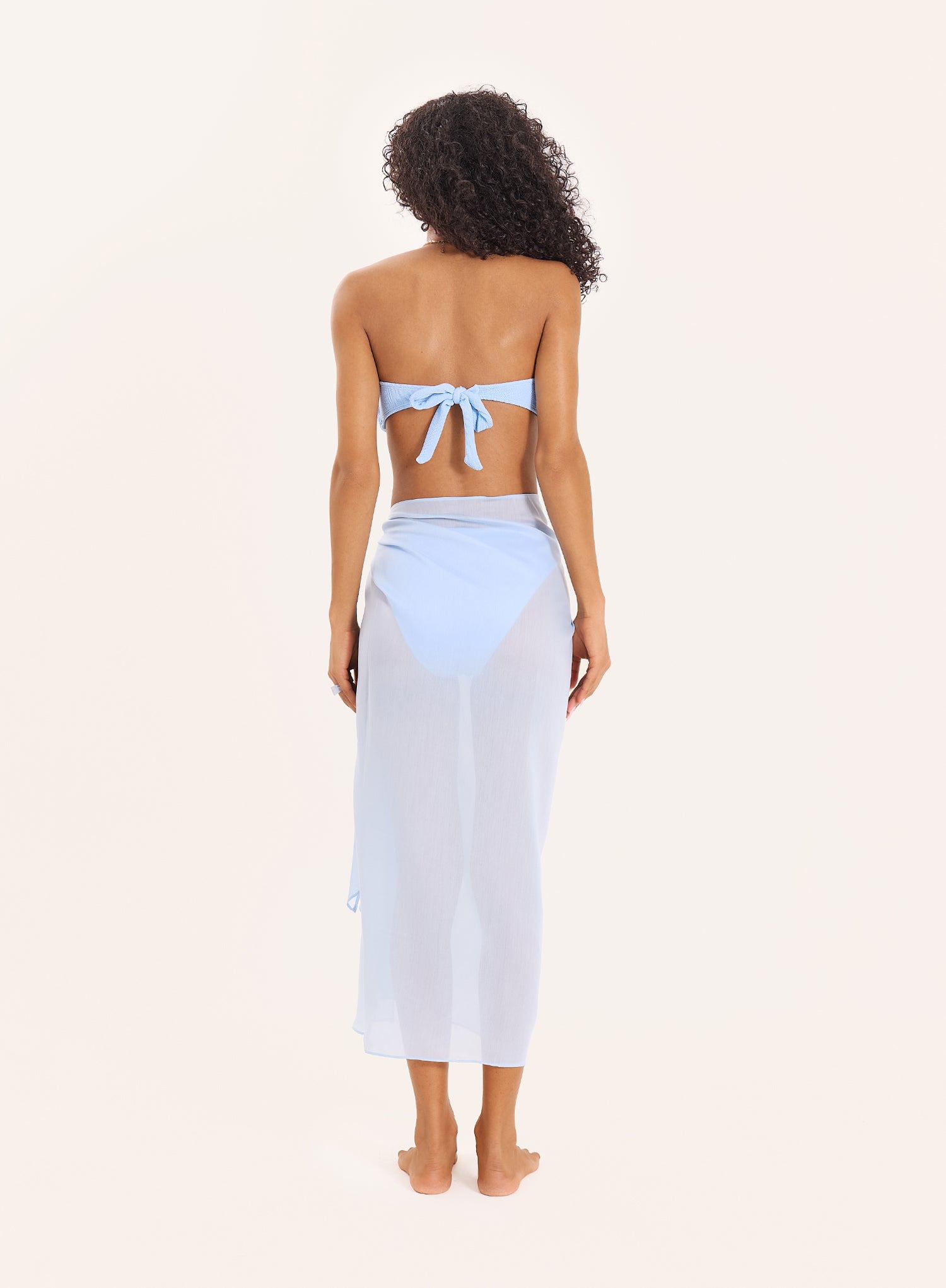 Light Blue Semi Sheer Tie Side Sarong
