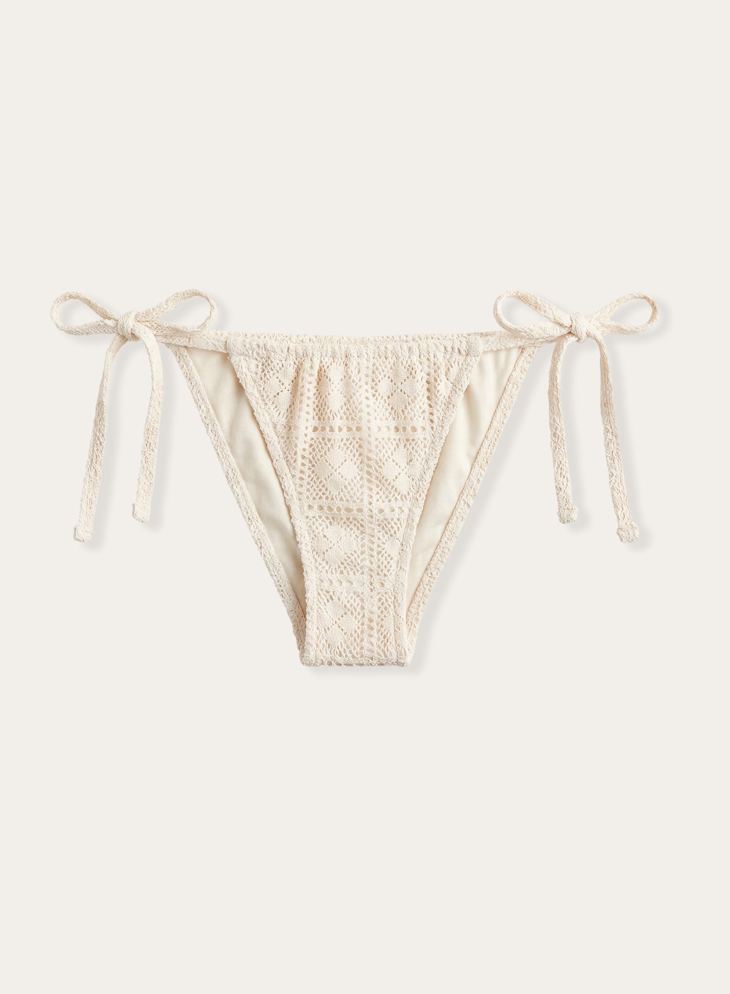 Cream Tie Side Bikini Bottom